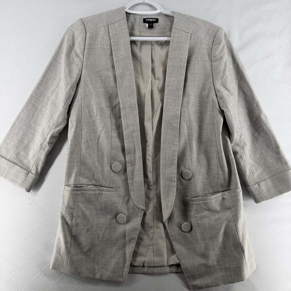 0529 Express Women's Grey Double Breasted Blazer Jacket